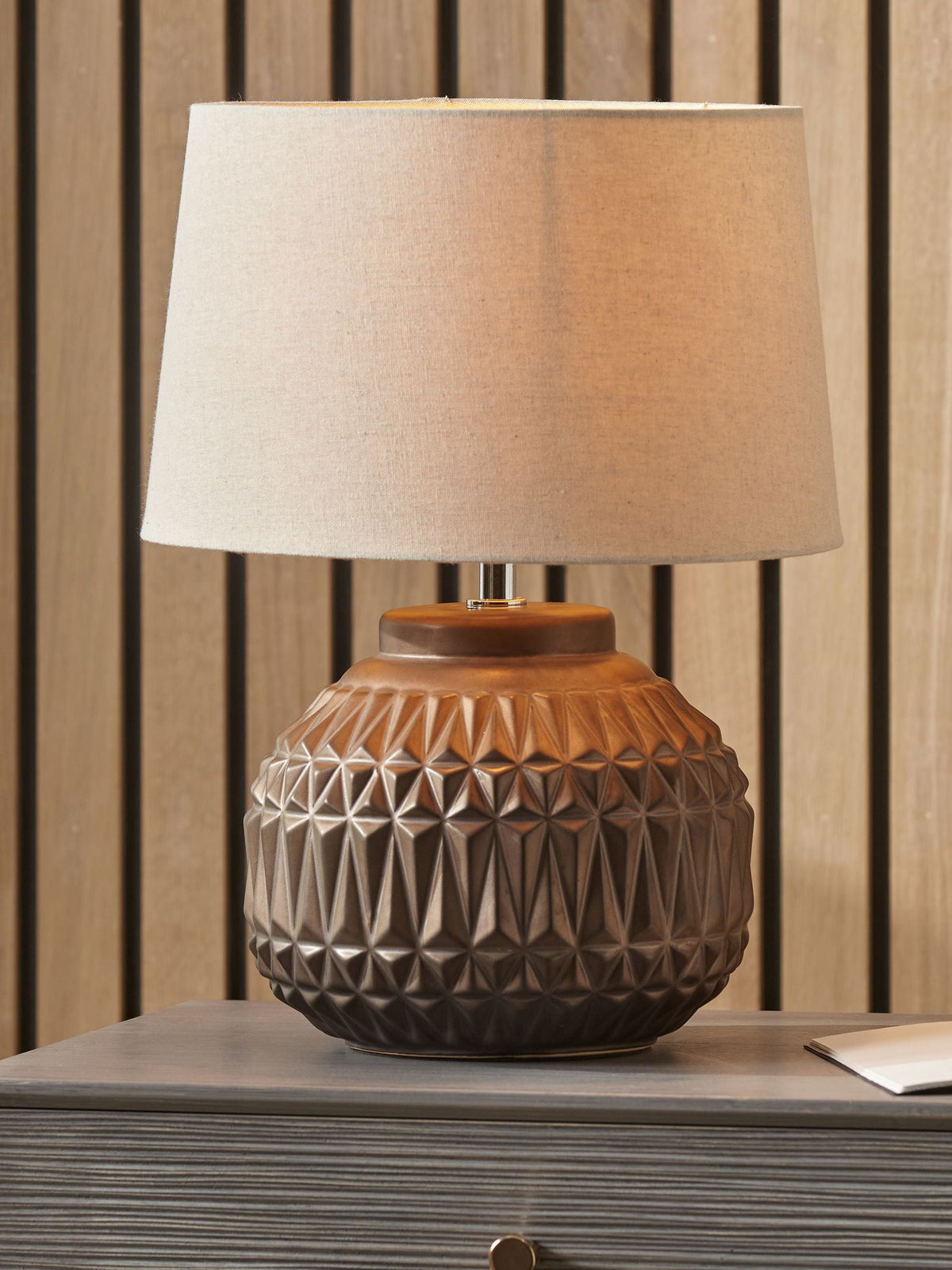 Ceramic table lamp Pacific Bronze Anneli texture 40cm tall - British product