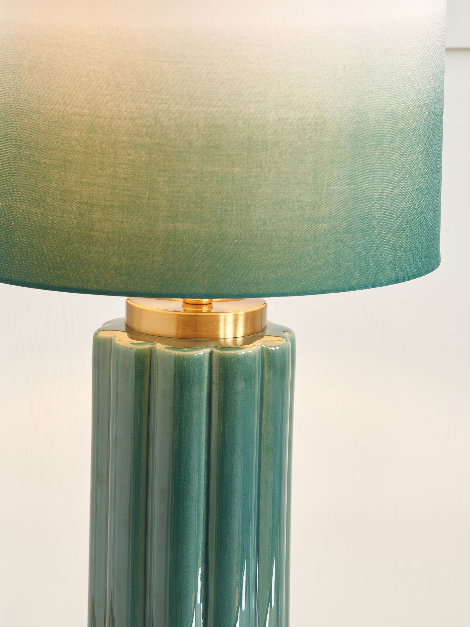 Pacific Green jade green ceramic table lamp 47cm, imported from the UK