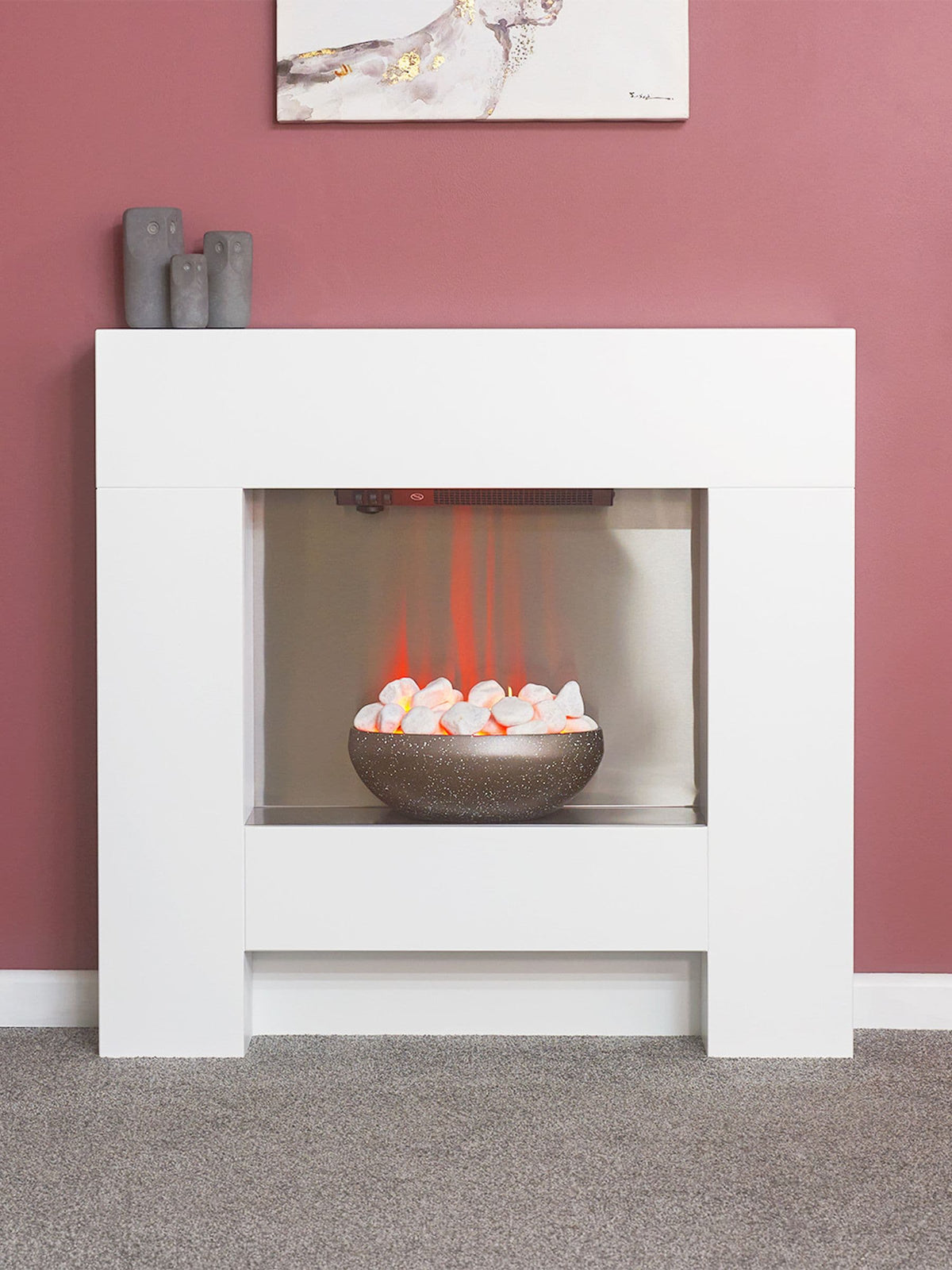Adam White Cubist electric fireplace suite - British product