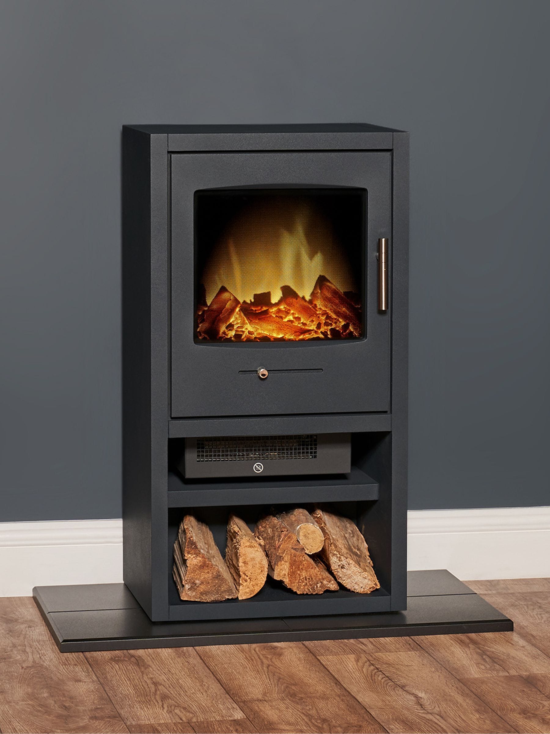 Acantha Grey Bergen XL charcoal electric stove, imported from the UK