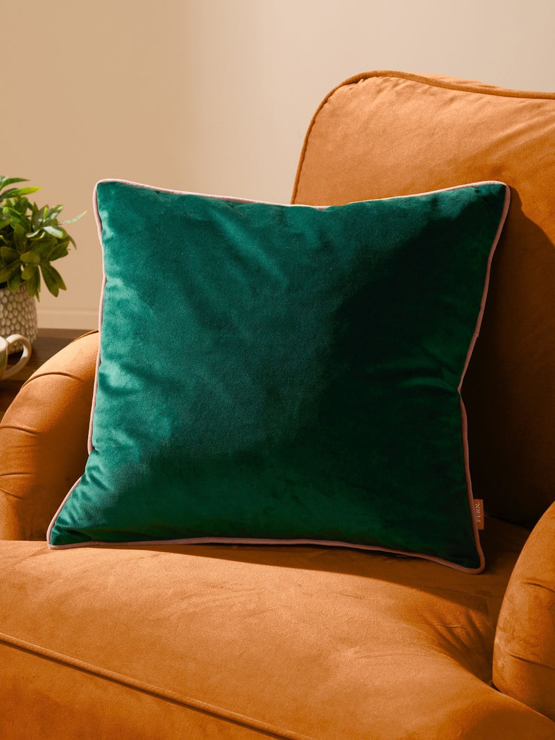 Furn Emerald/Blush Meridian Velvet 45 x 45cm Cushion Cover