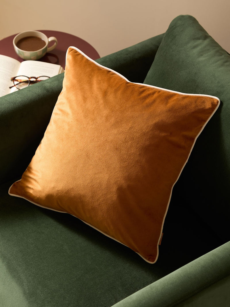 Furn Ginger/Ecru Meridian Velvet 45 x 45cm Cushion Cover