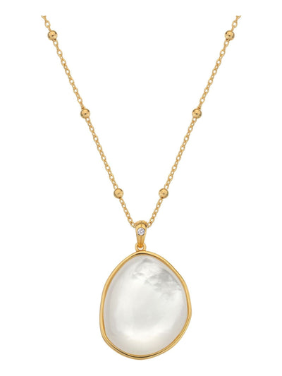 Next Gold Tone Mother of Pearl Pendant Necklace with Diamond and Sterling Silver- Buy online at McGrocer