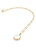 Gold Tone Mother of Pearl Pendant Necklace with Diamond and Sterling Silver
