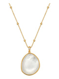 Gold Tone Mother of Pearl Pendant Necklace with Diamond and Sterling Silver