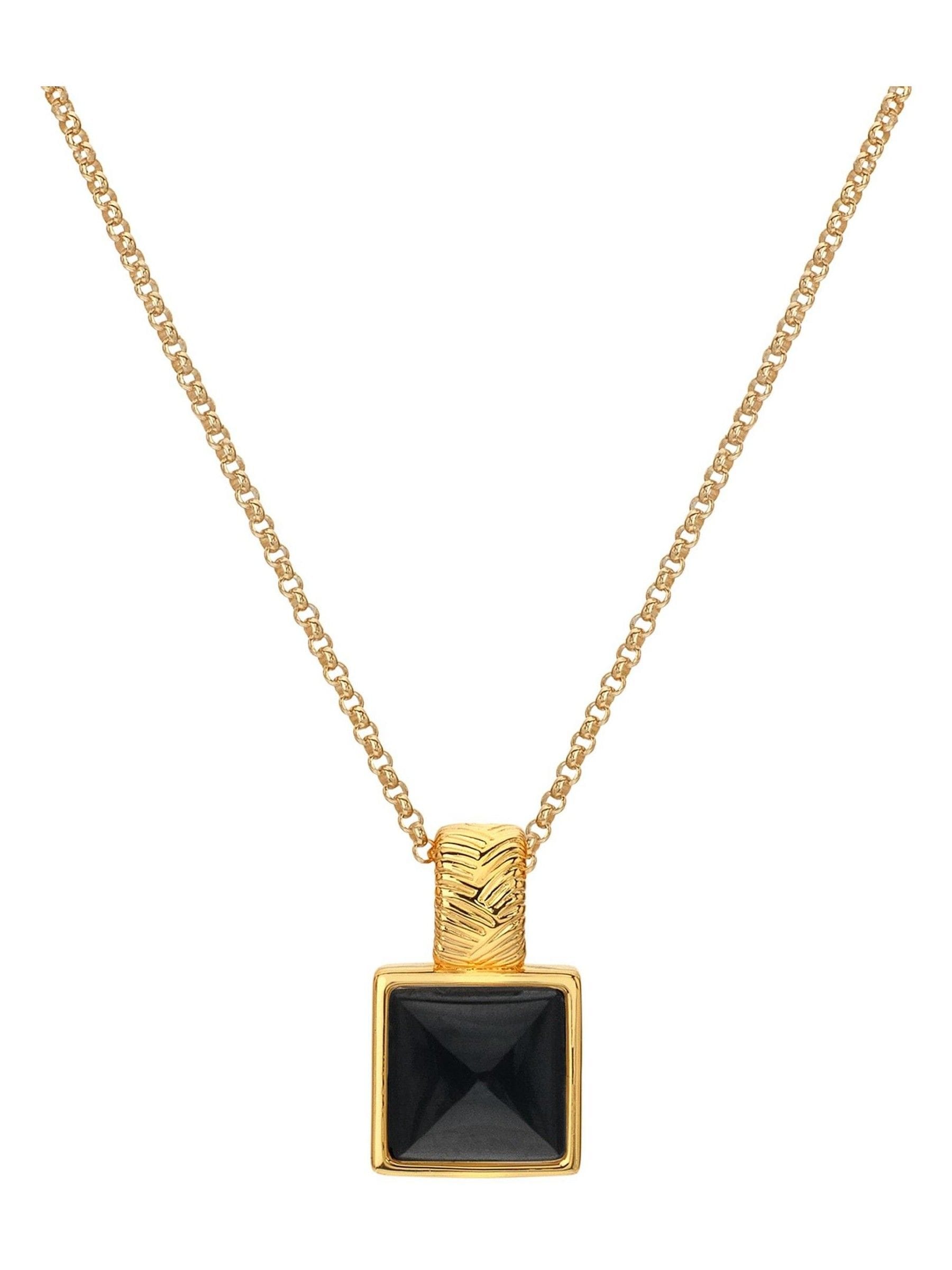 Hot Diamonds Gold Tone Black Onyx Pendant 8mm x 8mm, UK version
