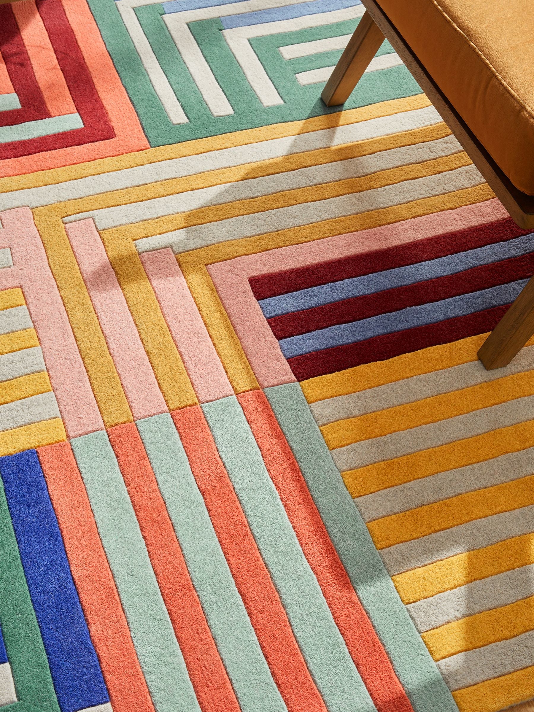 Paulo geometric stripe wool rug (British brand)