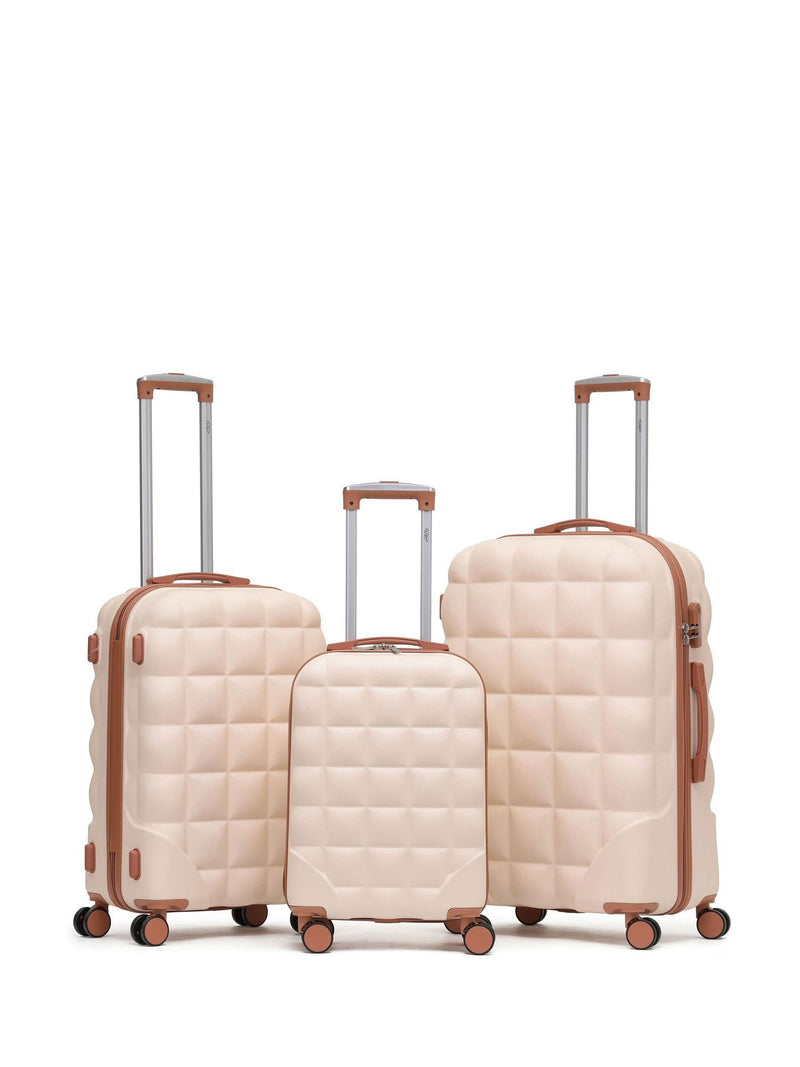 Flight Knight Cream Set of 2 Large Check-In Hold Luggage Bubble Hardcase Travel Suitcases