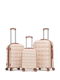 Flight Knight Cream Set of 2 Large Check-In Hold Luggage Bubble Hardcase Travel Suitcases
