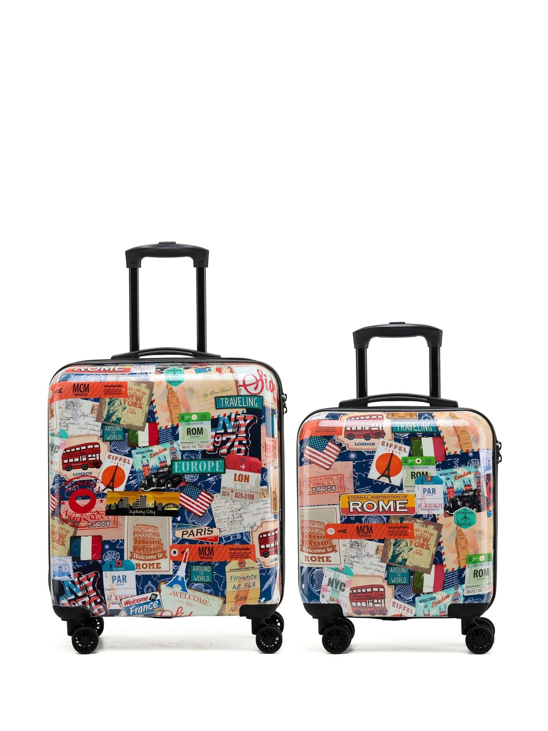 Flight Knight Multi Medium & Large Check-In Hold Luggage Hardcase Travel Suitcases Set of 2