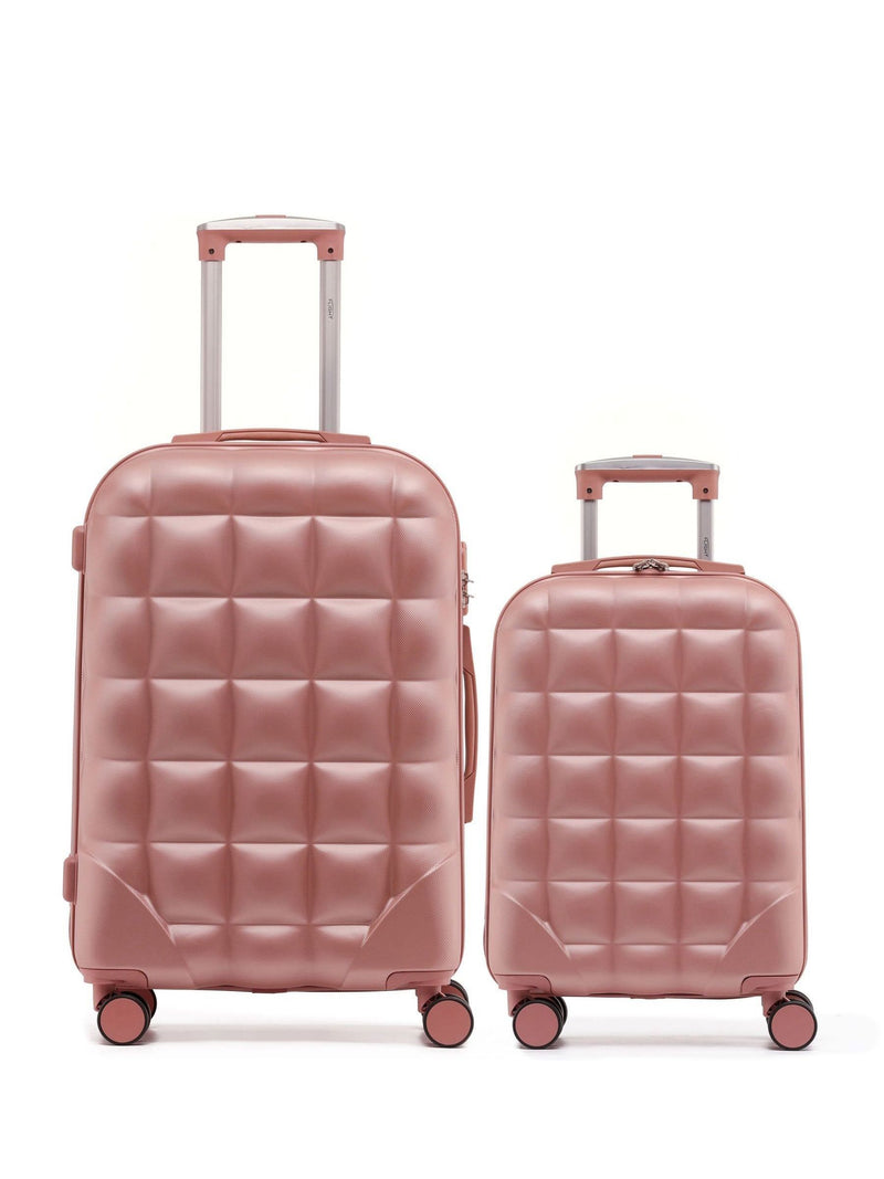 Flight Knight Gold Set of 2 Large Check-In Hold Luggage Bubble Hardcase Travel Suitcases