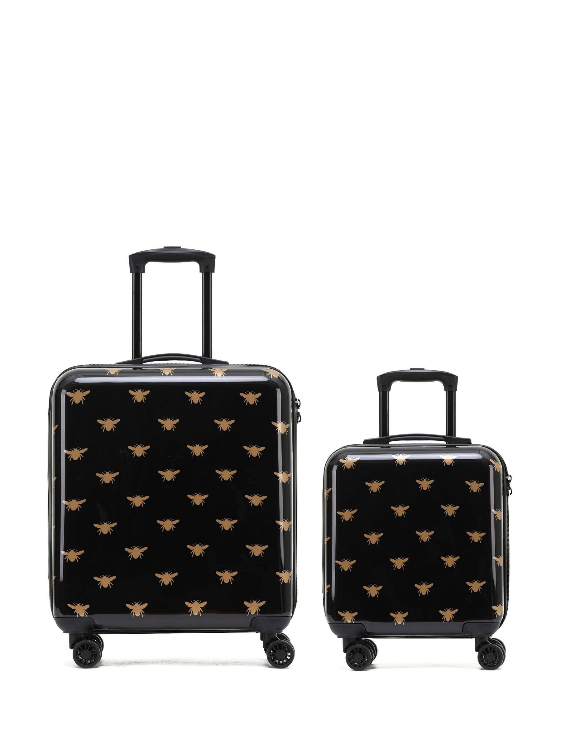 Flight Knight Black Medium & Large Check-In Hold Luggage Hardcase Travel Suitcases Set of 2