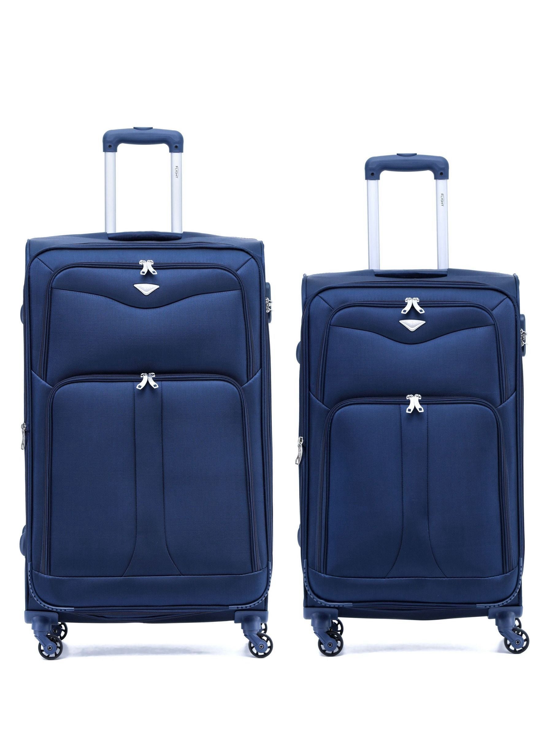 Flight Knight Dark Blue Soft Case Travel Suitcase Set of 2 - Cabin 21 & Medium 26