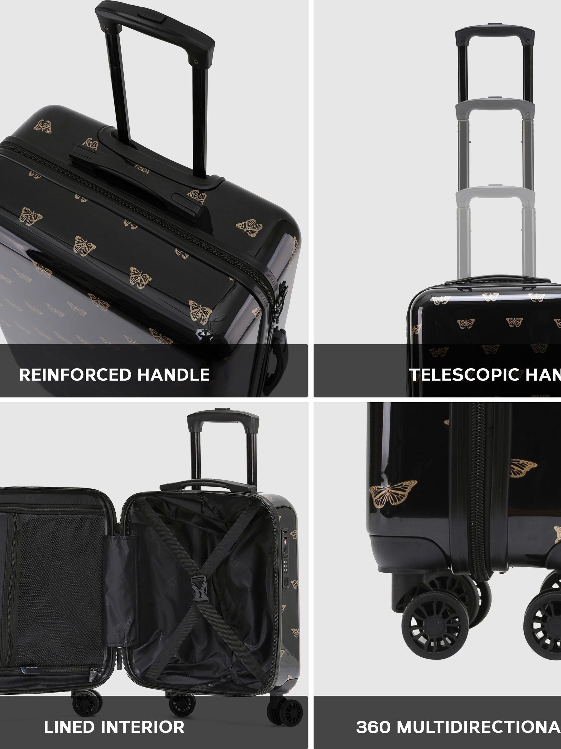Flight Knight Gold Medium Check-In Hold Luggage Hardcase Travel Suitcases Set of 2
