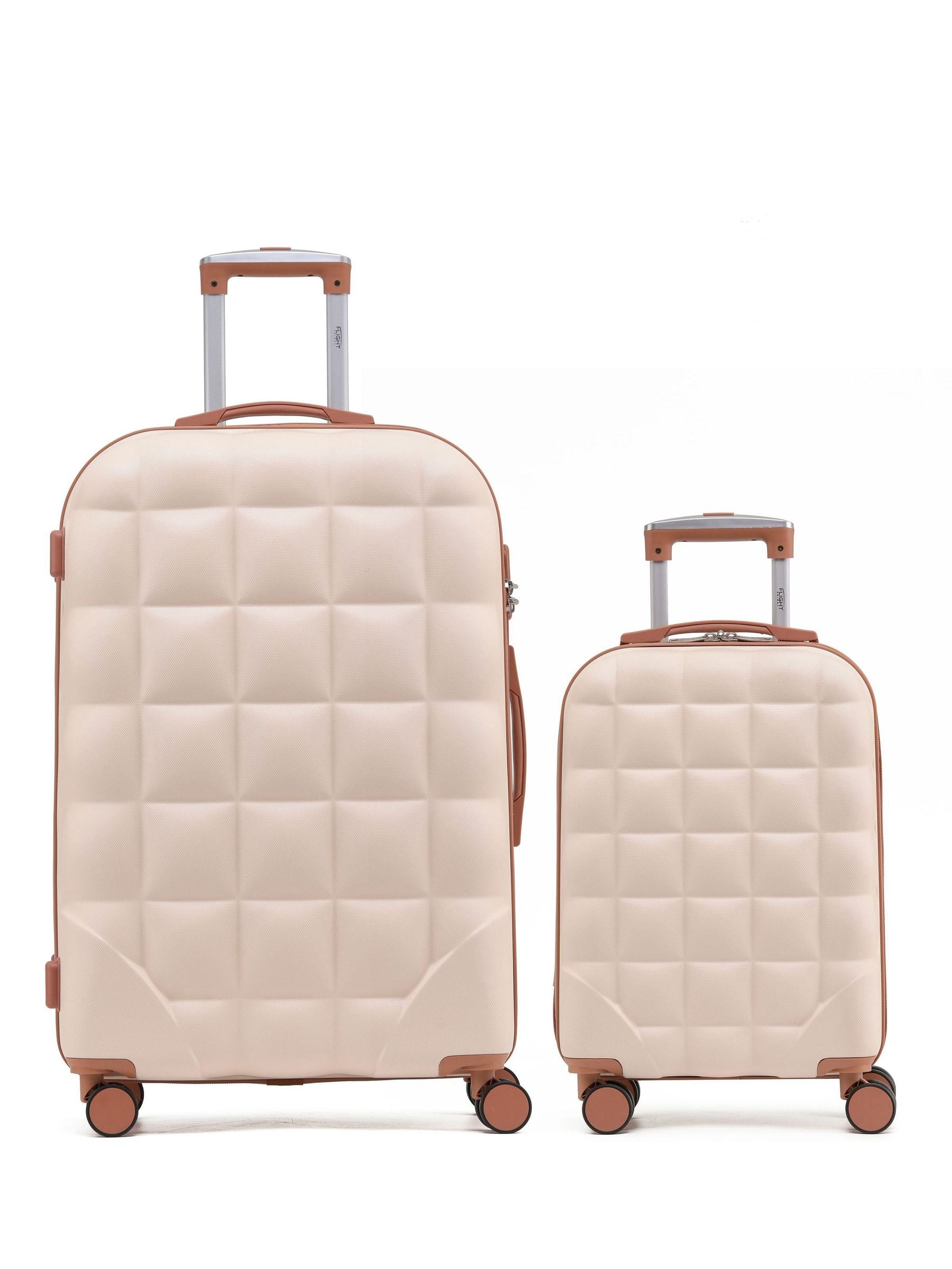 Flight Knight cream hard shell suitcase set large and cabin - British product