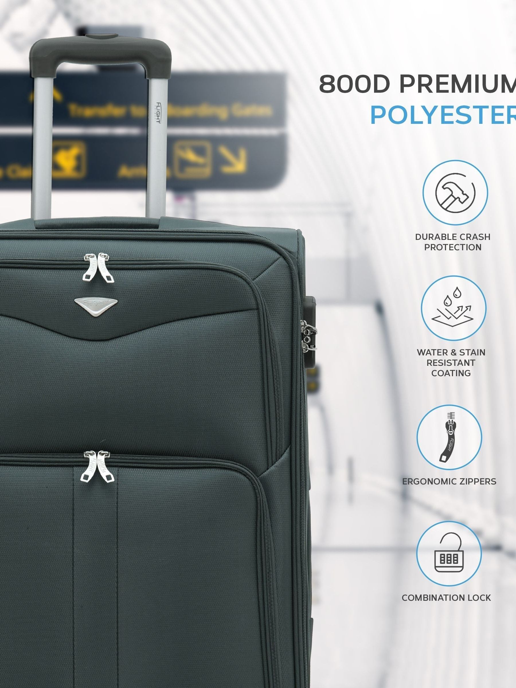 Flight Knight black suitcase set large and cabin, imported from the UK