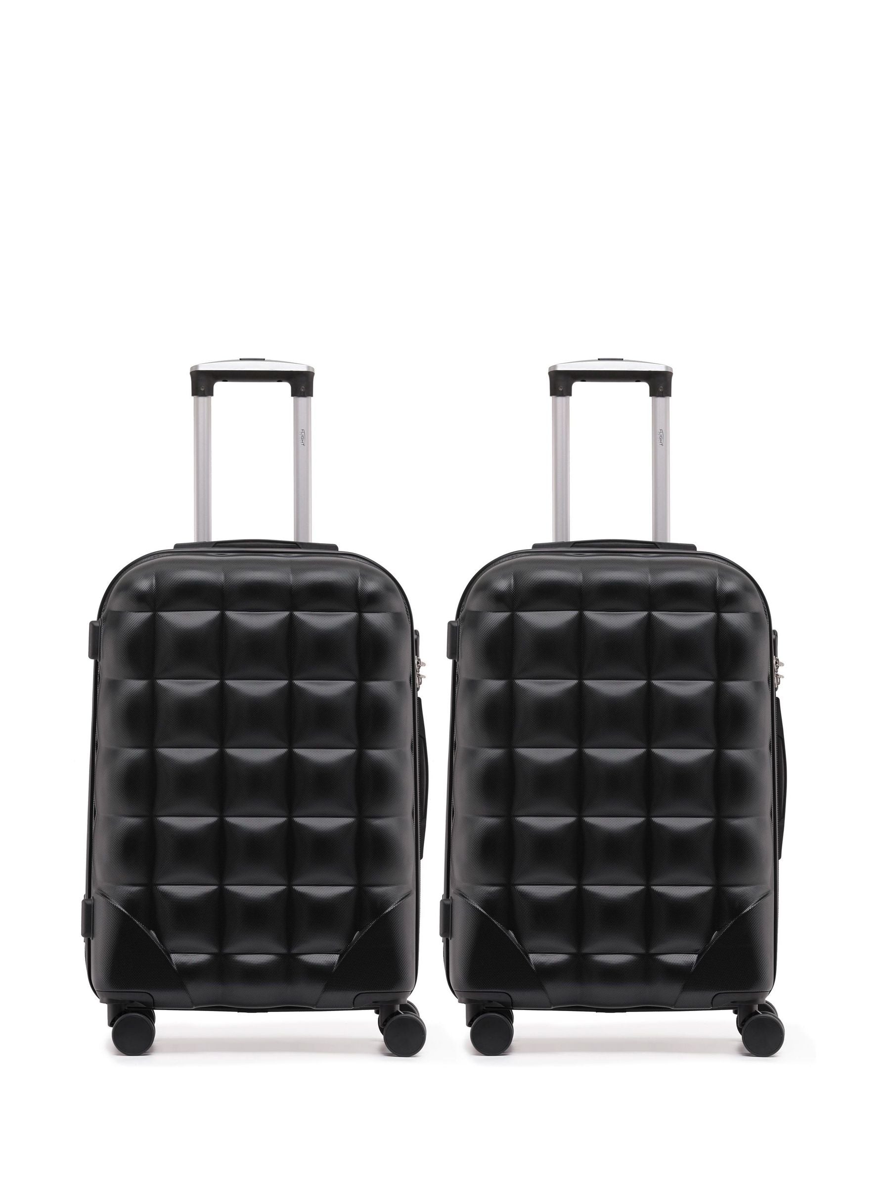 Flight Knight Black Medium Check-In Bubble Hardcase Travel Suitcase Set of 2