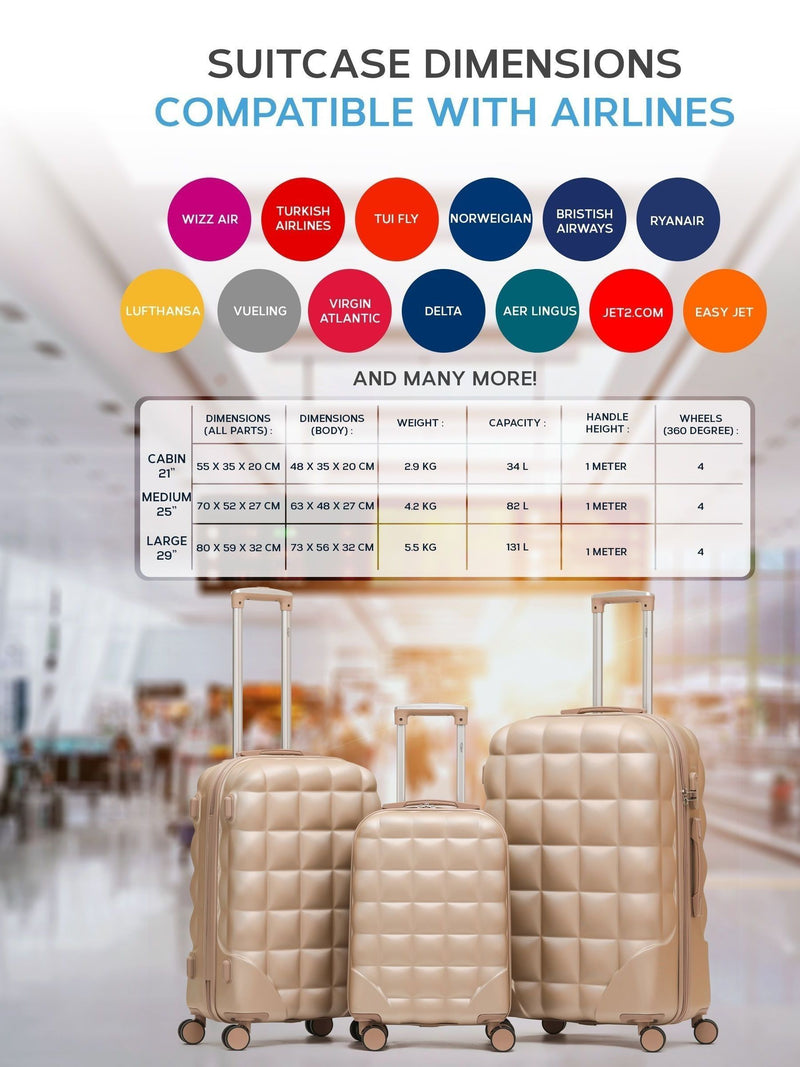 Flight Knight Champagne suitcases set, imported from the UK