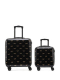 Flight Knight Dark Black Medium & Large Check-In Hold Luggage Hardcase Travel Suitcases Set of 2