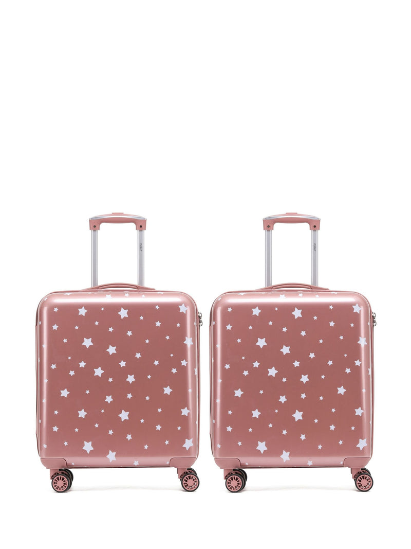 Flight Knight Light Pink Medium Check-In Hold Luggage Hardcase Travel Suitcases Set of 2