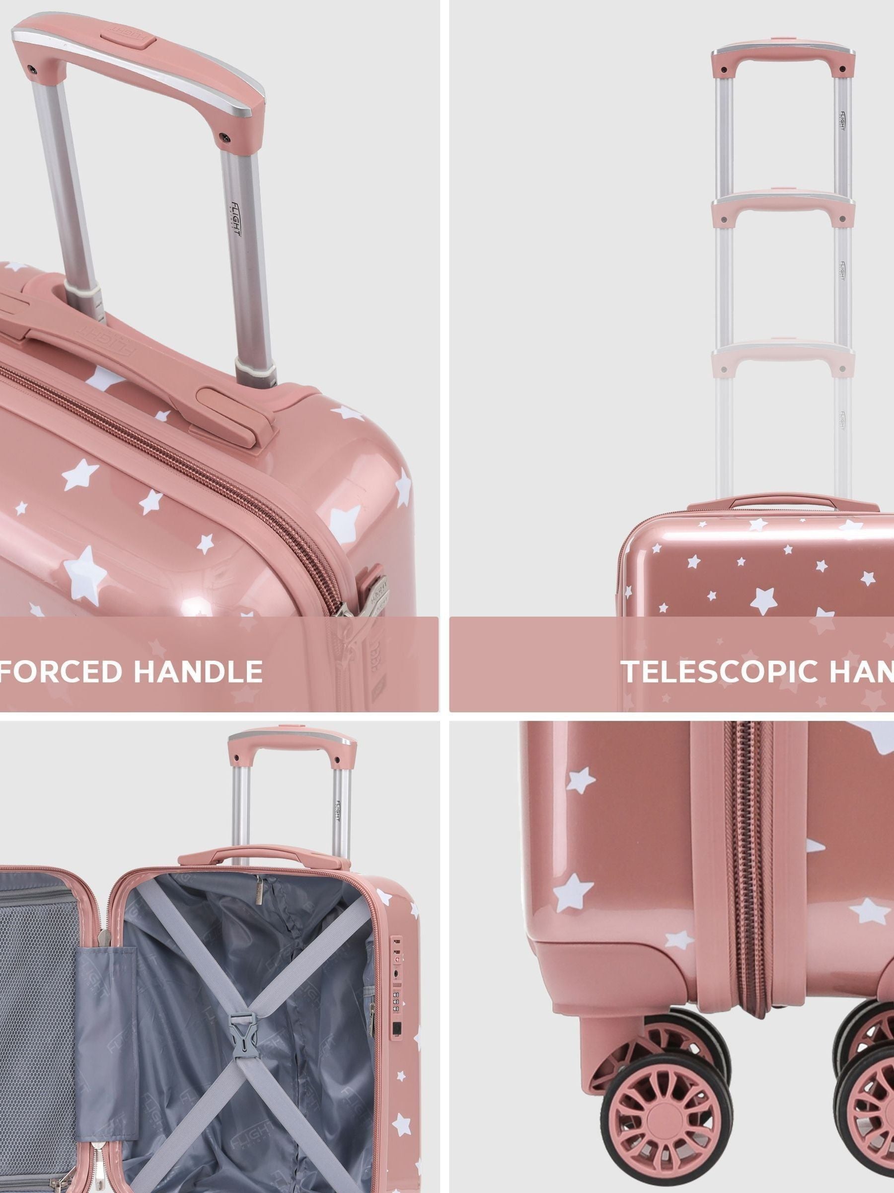 Flight Knight Light Pink Medium Check-In Hold Luggage Hardcase Travel Suitcases Set of 2