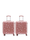 Flight Knight Light Pink Medium Check-In Hold Luggage Hardcase Travel Suitcases Set of 2