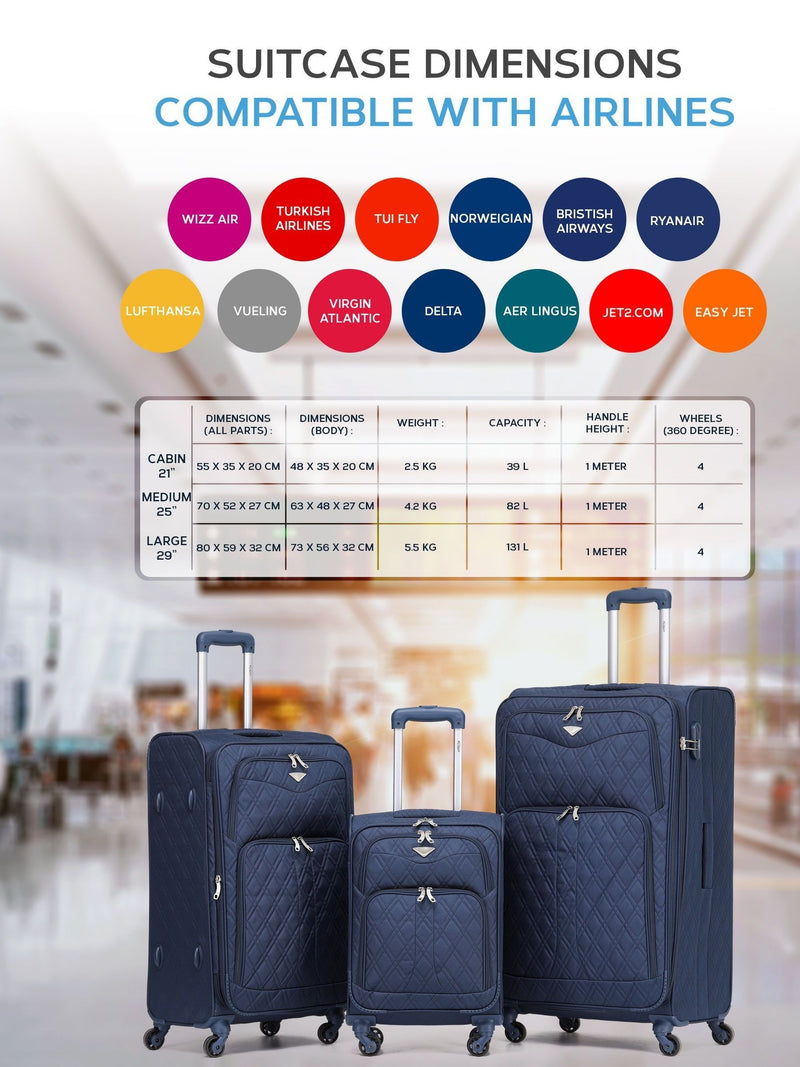 Flight Knight dark blue luggage set of 2 (British brand)