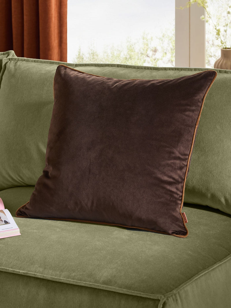Furn Chocolate/Caramel Meridian Velvet 55 x 55cm Cushion Cover