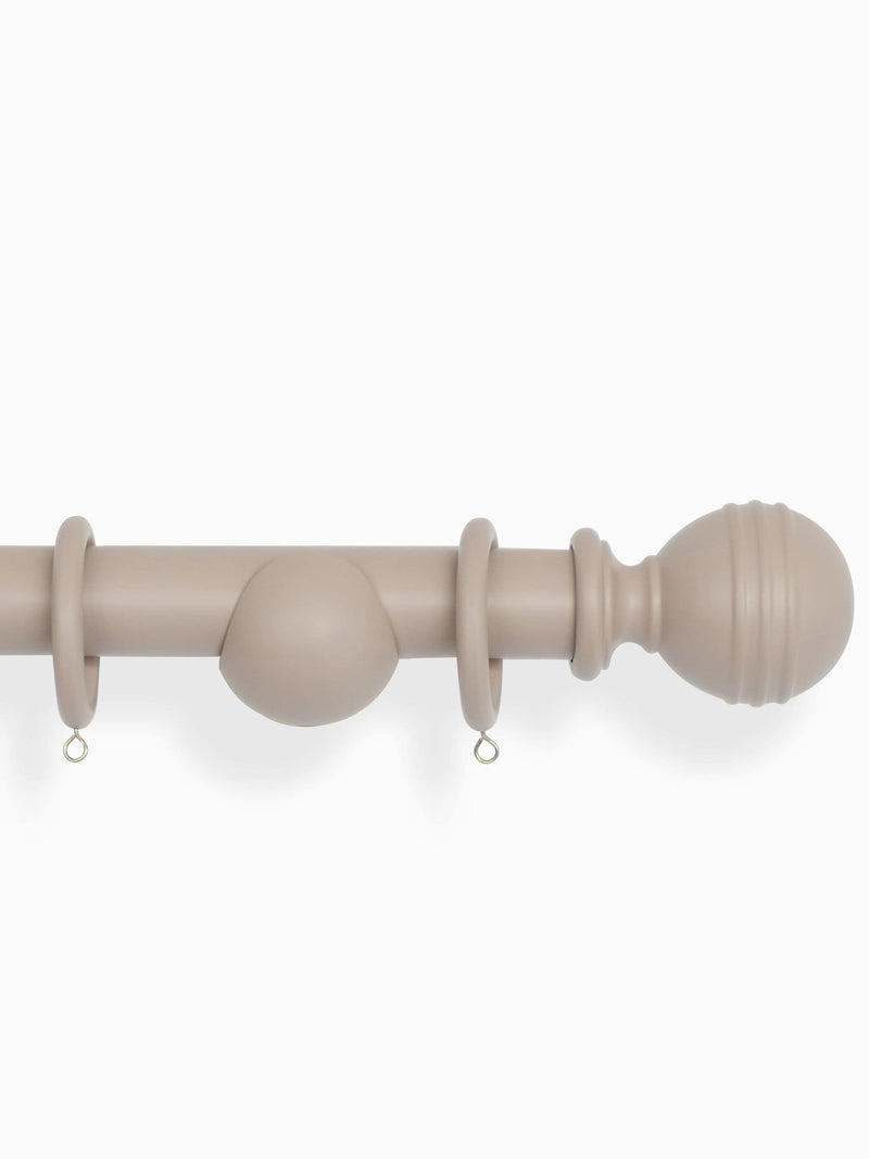 Laura Ashley Truffle ribbed ball wood curtain pole 240cm - British product