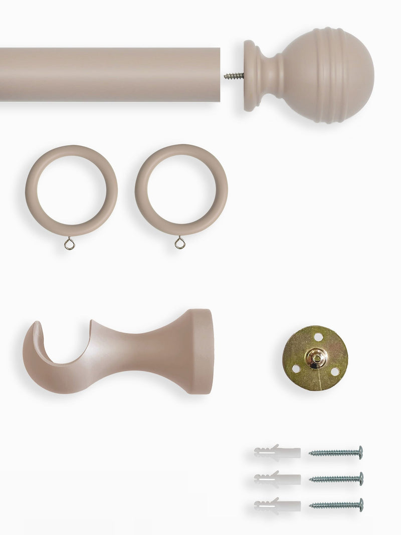 Laura Ashley Truffle ribbed ball wood curtain pole 240cm - British product