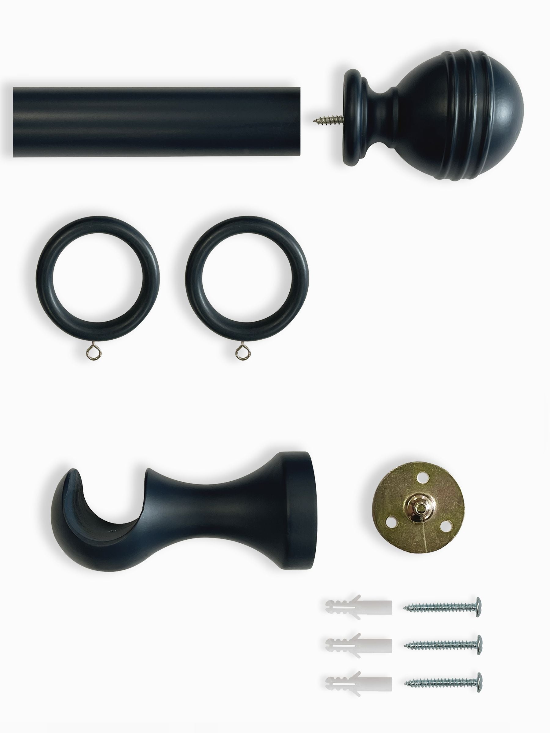 Laura Ashley Black Haywood wooden curtain pole 35mm imported from the UK