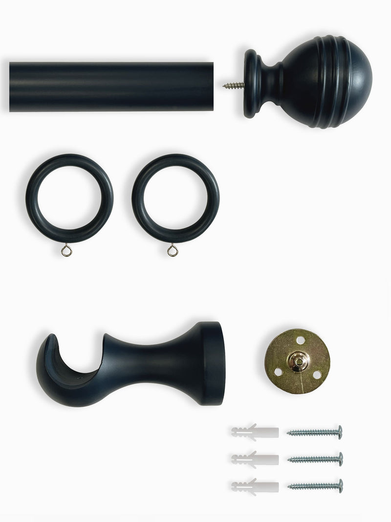 Laura Ashley Black Haywood wooden curtain pole 35mm imported from the UK