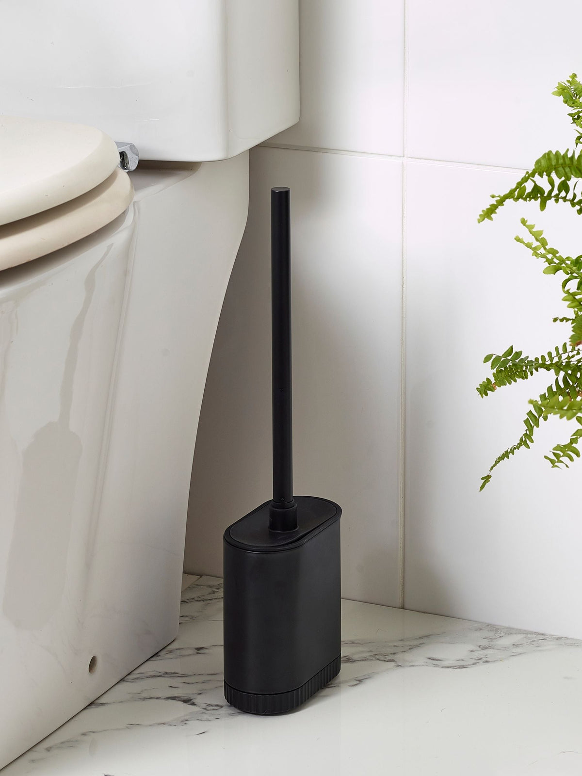 Black slimline silicone toilet brush - British product