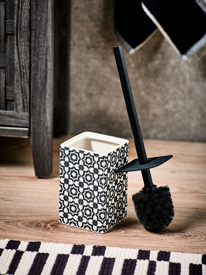 Monochrome Geo Toilet Brush, imported from the UK