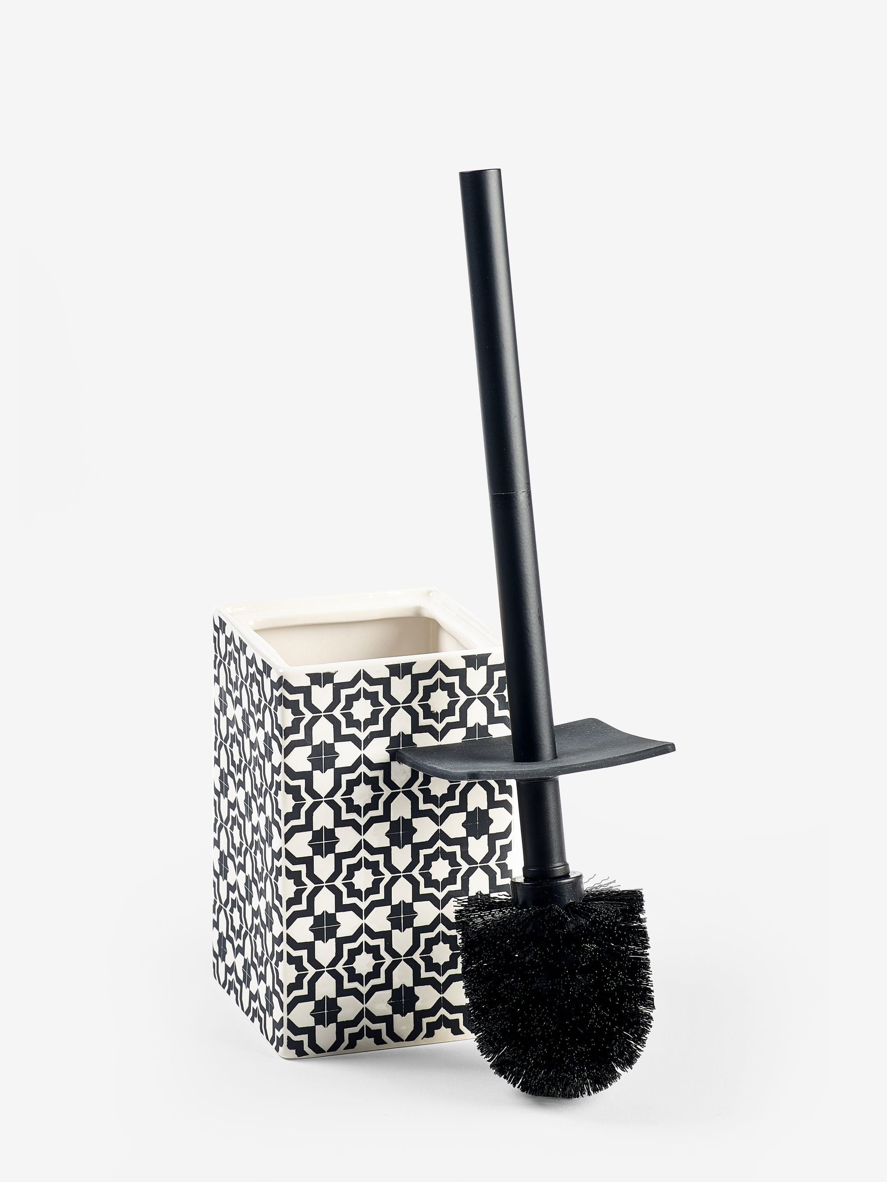 Monochrome Geo Toilet Brush, imported from the UK