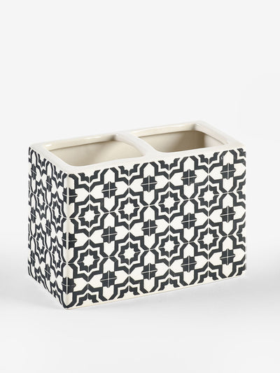 Monochrome Geo Zahnbürstenhalter - Keramik Zahnbürstenhalter