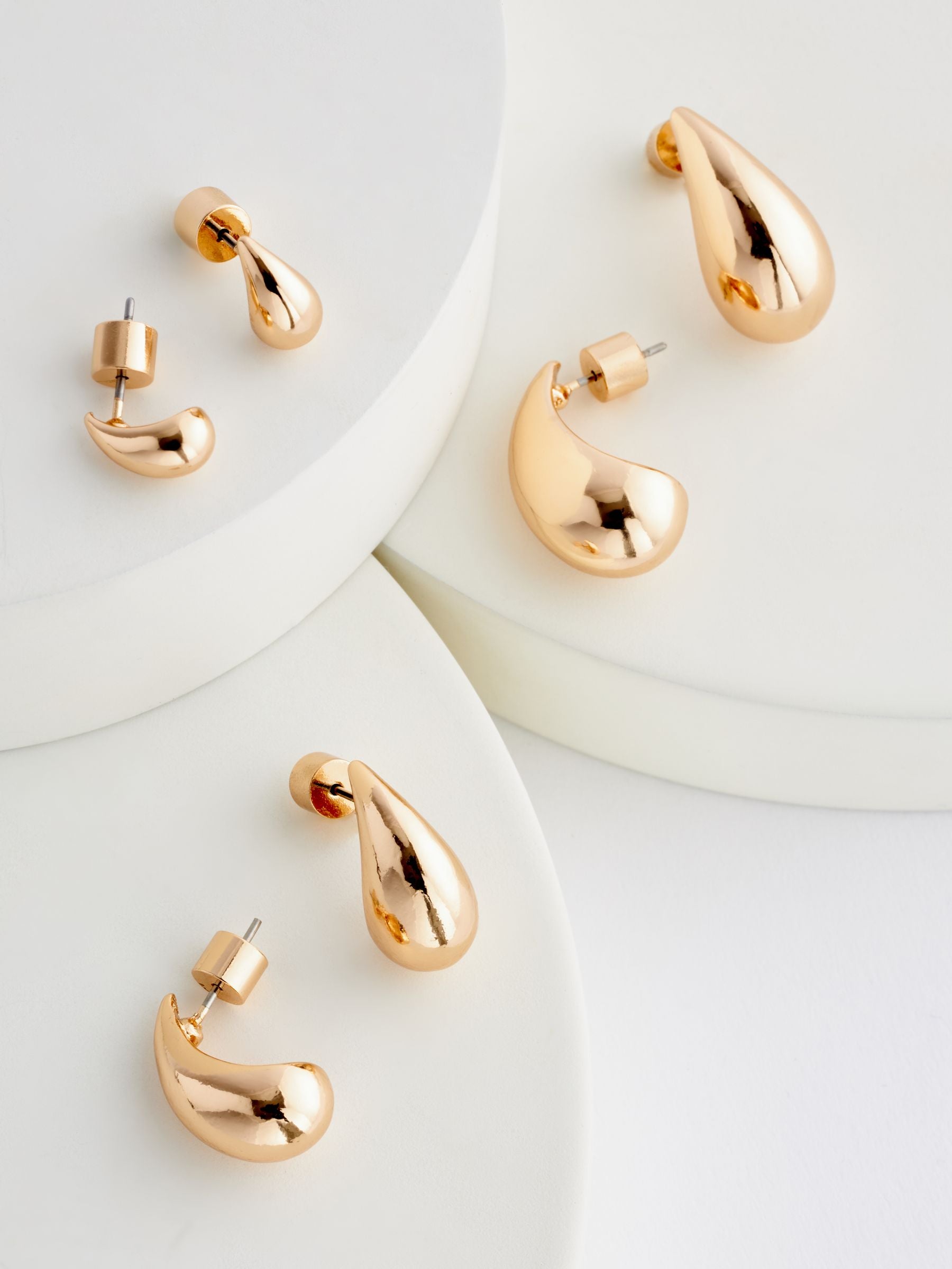 Silver Tone Teardrop Pierced Earrings 3 Pack