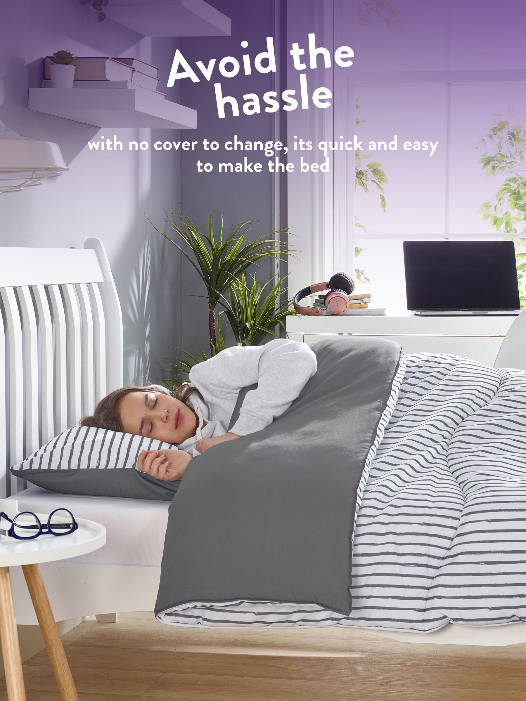 Slumberdown Coverless Comfort duvet 10.5 tog grey stripe (British brand)