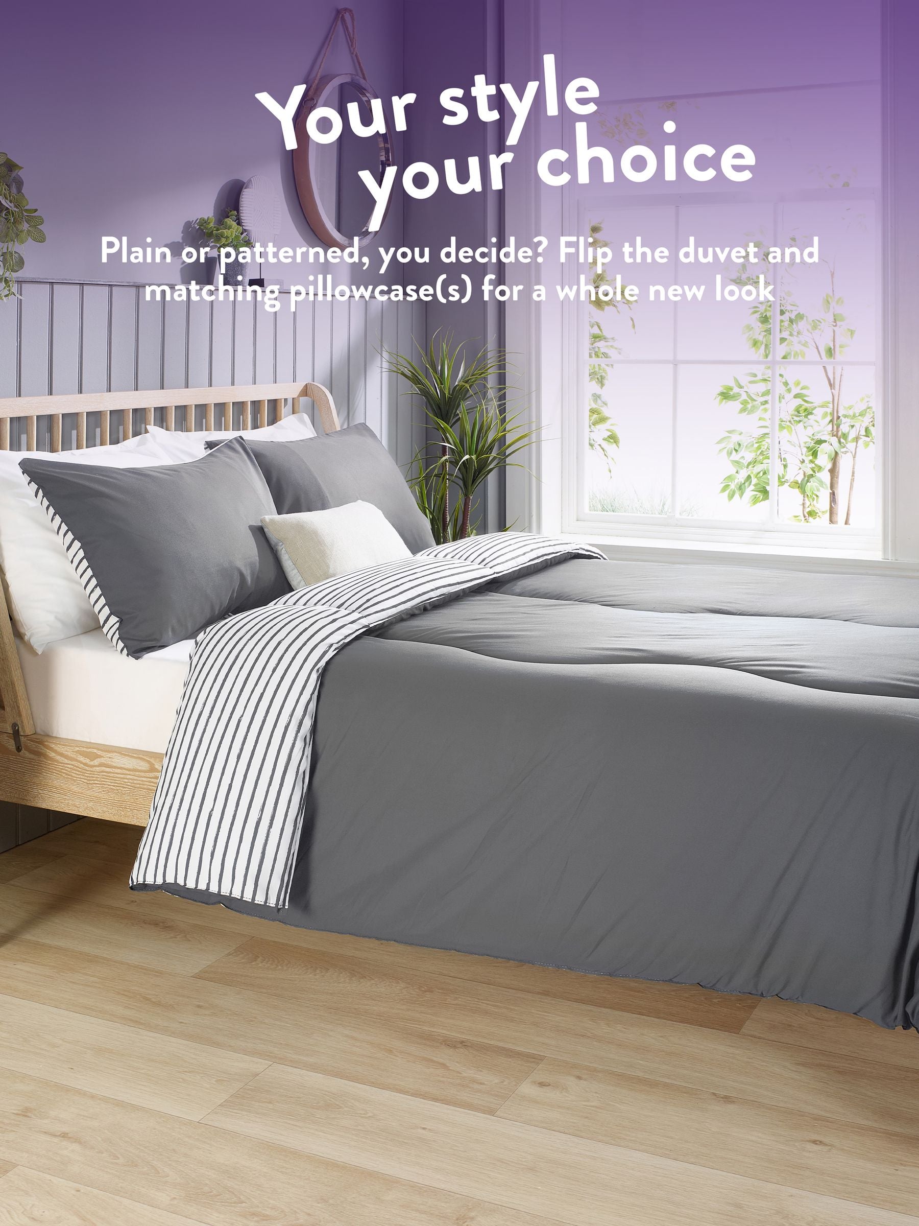 Slumberdown Coverless Comfort duvet 10.5 tog grey stripe (British brand)