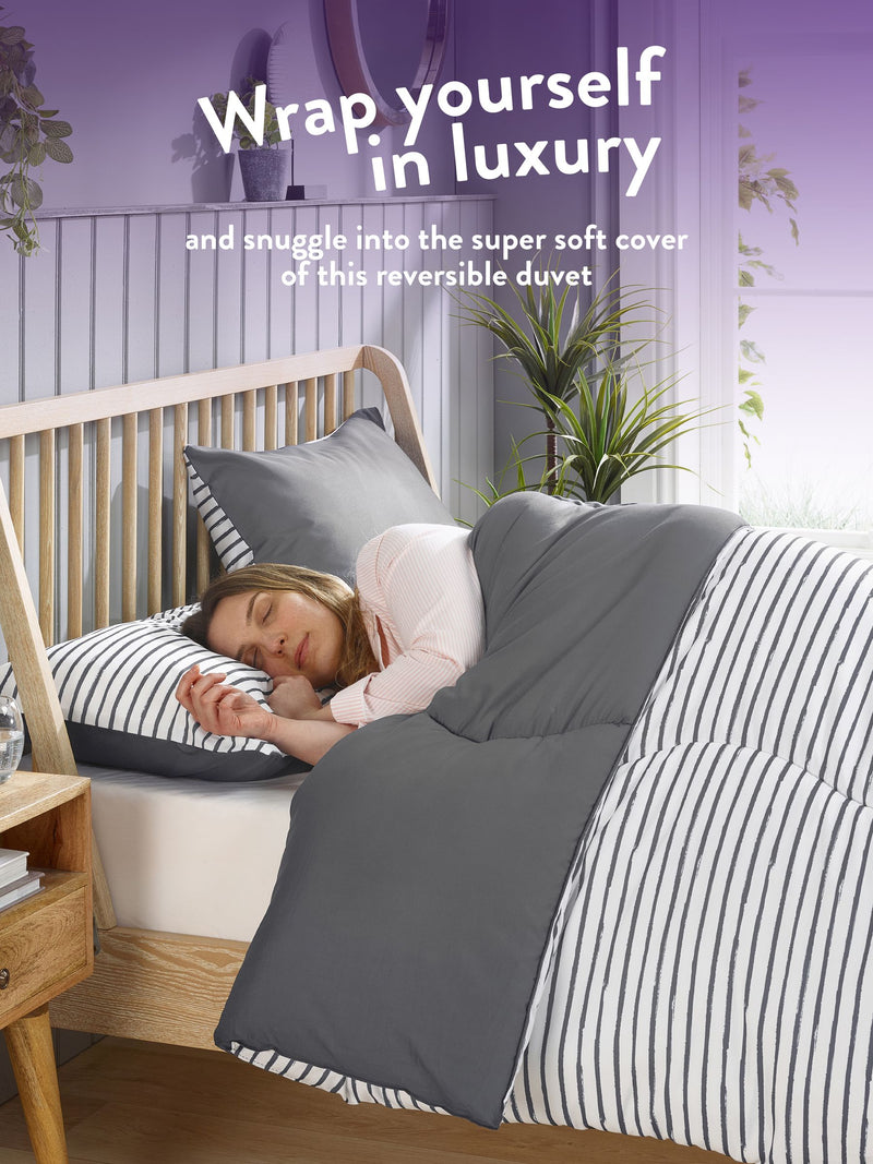 Slumberdown Coverless Comfort duvet 10.5 tog grey stripe (British brand)
