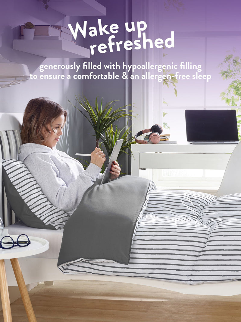Slumberdown Coverless Comfort duvet 10.5 tog grey stripe (British brand)