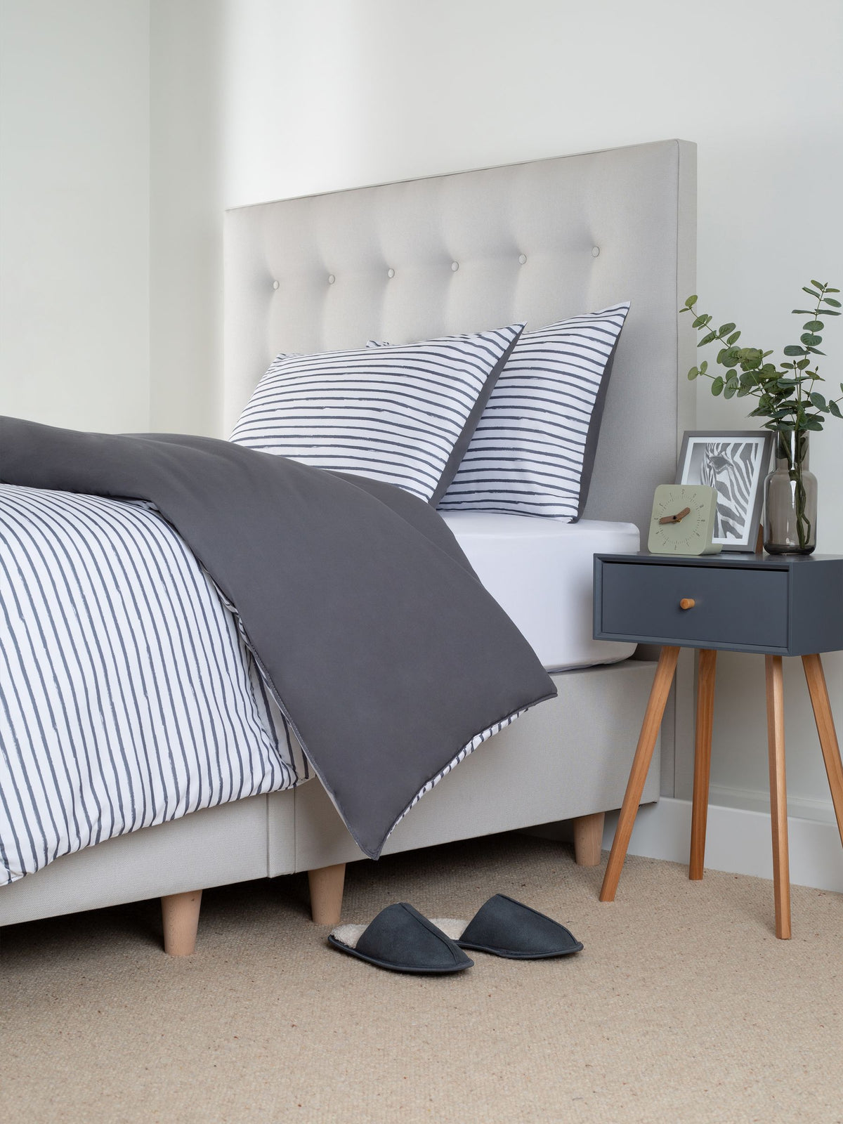 Slumberdown Coverless Comfort duvet 10.5 tog grey stripe (British brand)
