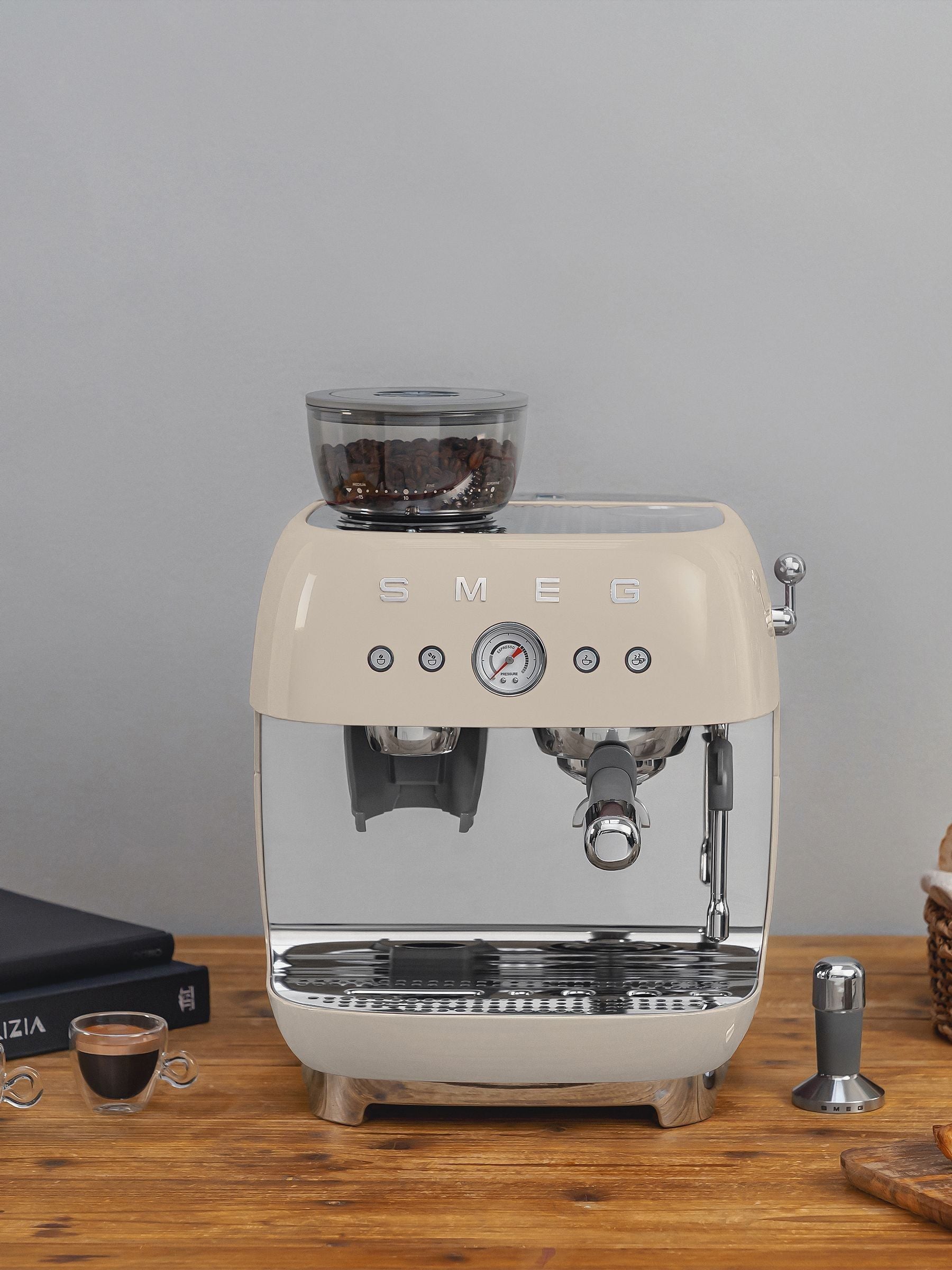 Smeg black espresso coffee machine (British brand)