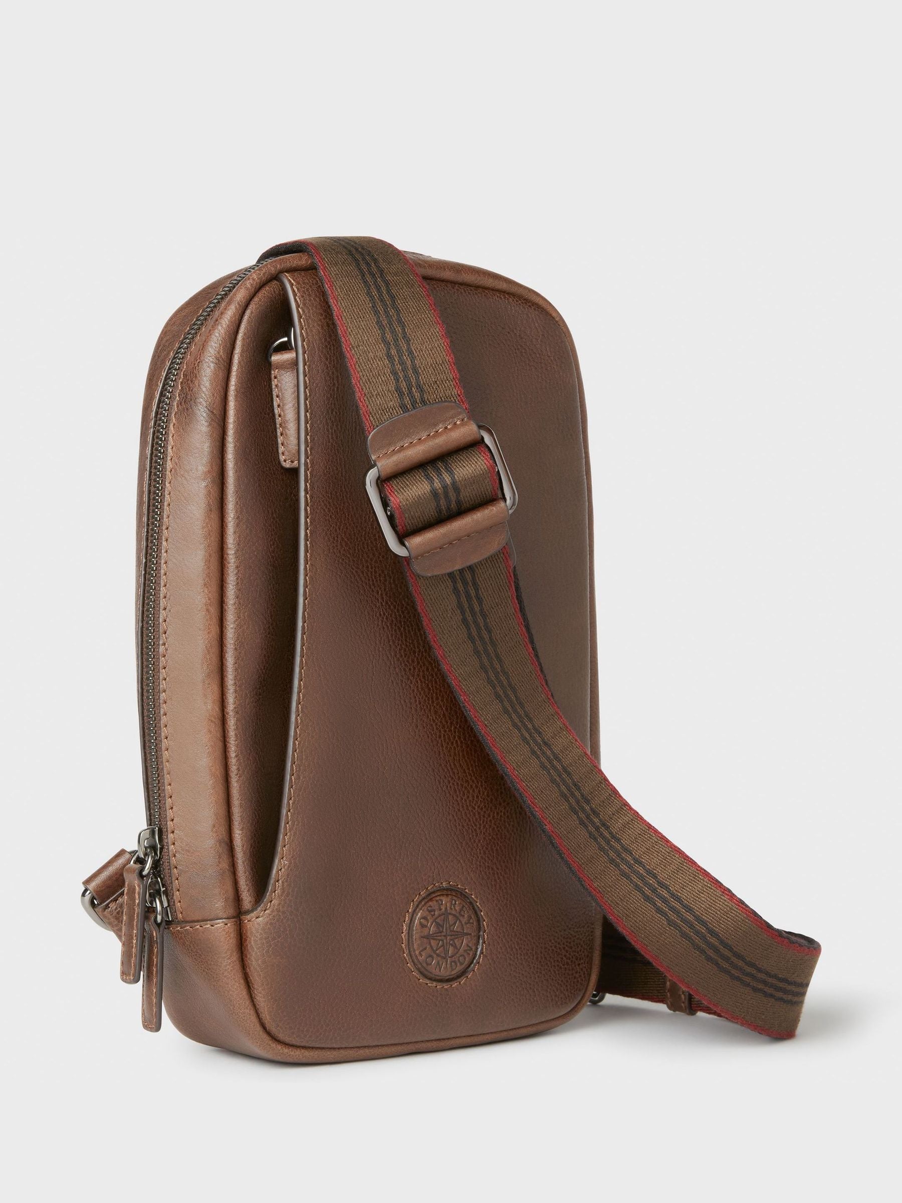 Osprey London brown leather sling bag, imported from the UK