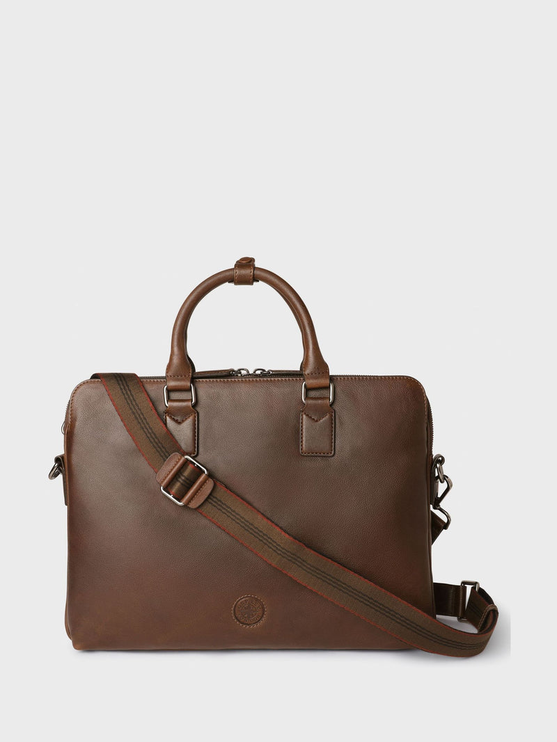 Osprey London Brown The Compass Leather Laptop Bag