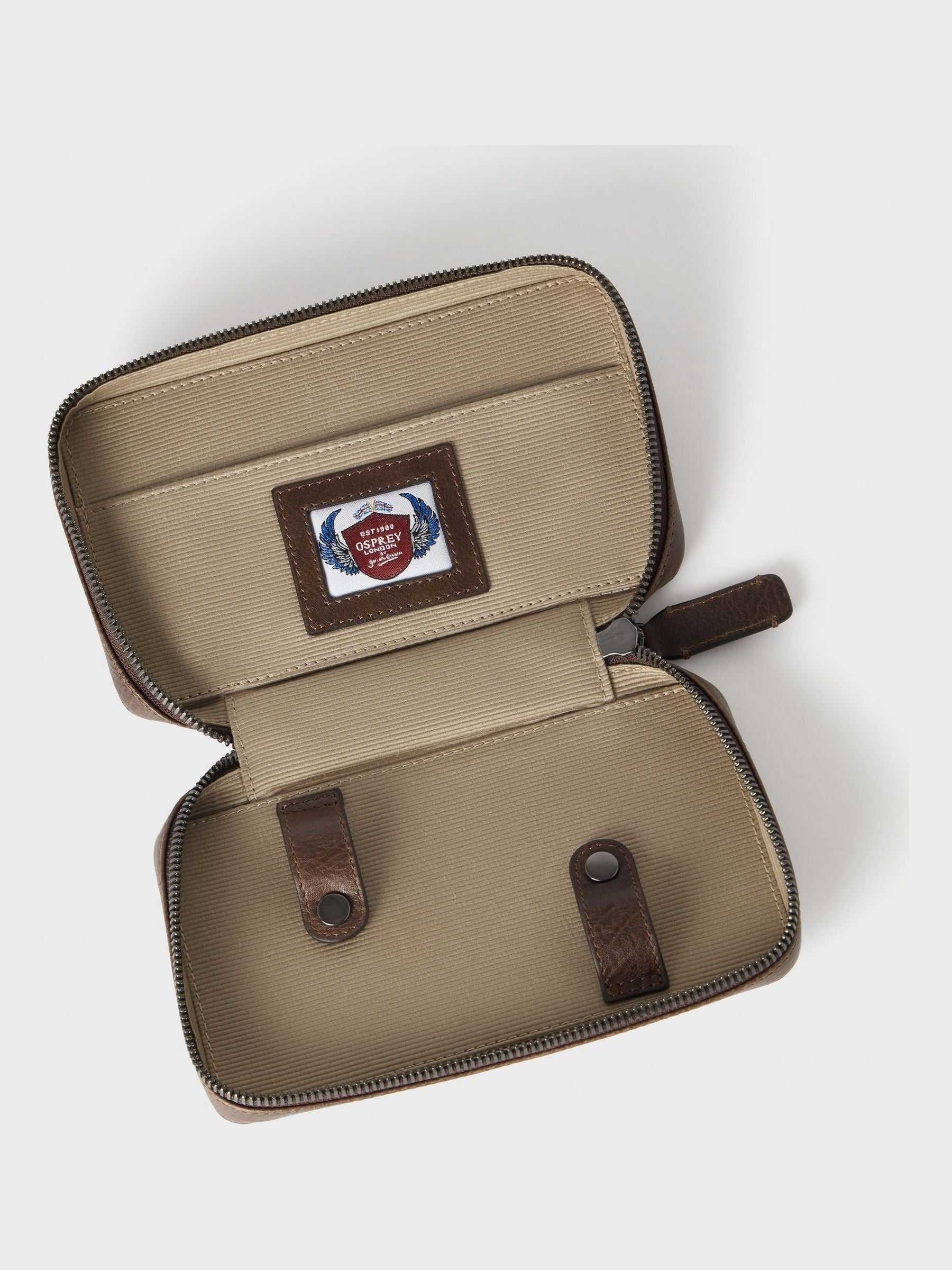 Osprey London brown leather Compass tech pouch wallet (British brand)