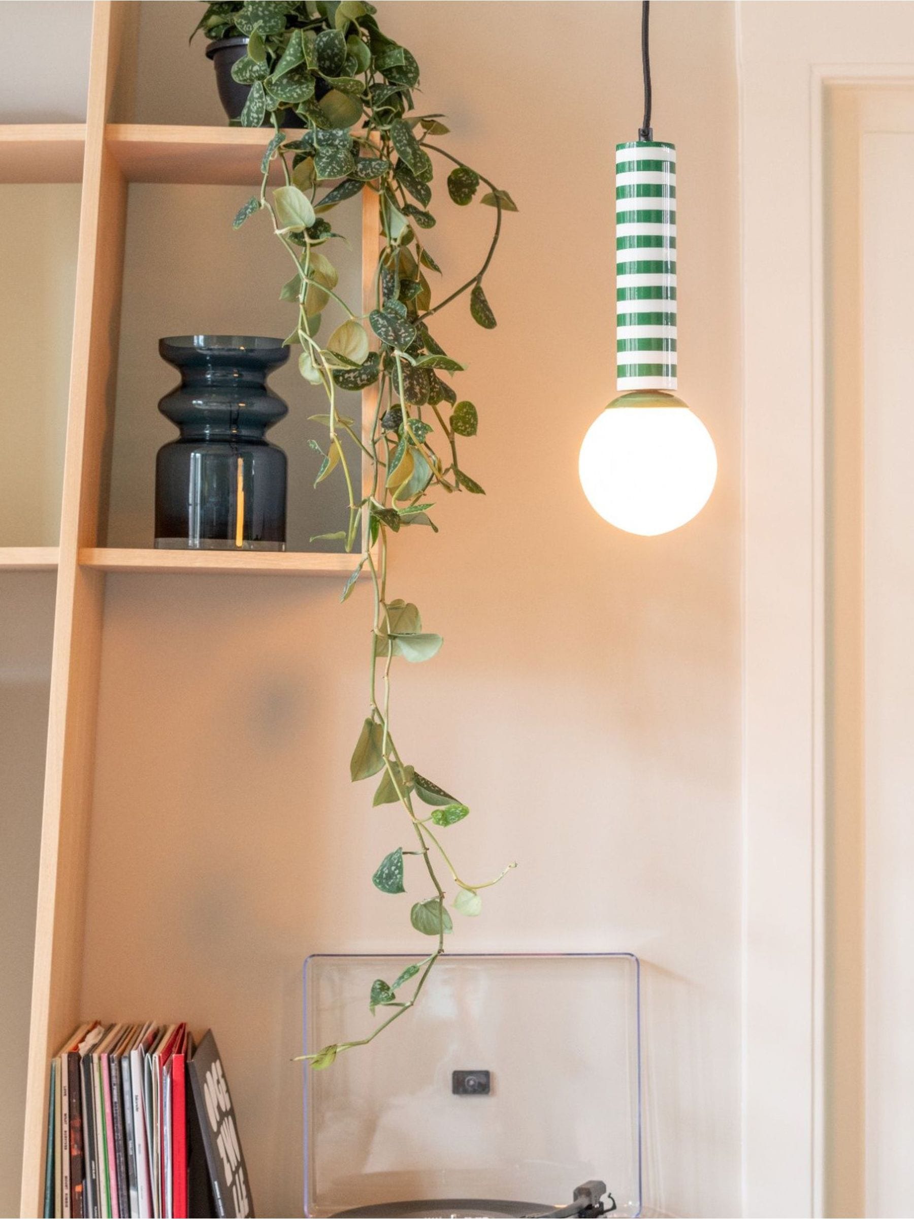 Leitmotiv Cobalt Blue with White Rayado Pendant Lamp