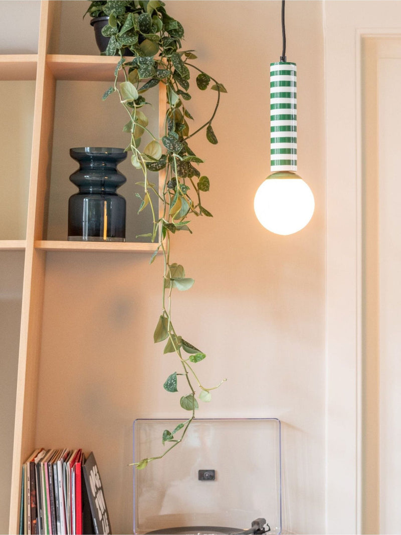 Leitmotiv Cobalt Blue with White Rayado Pendant Lamp