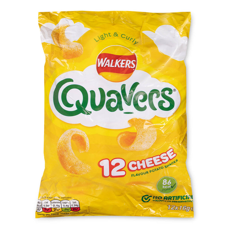 Quavers cheese flavour potato snacks 12 pack (British brand)
