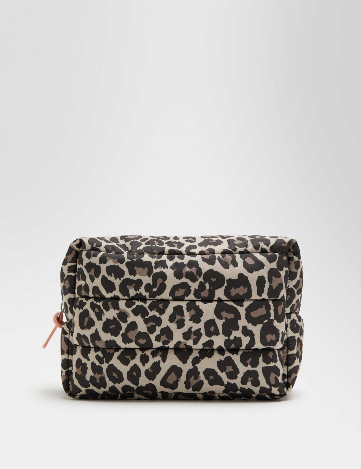 Quilted leopard print toiletry bag, British brand